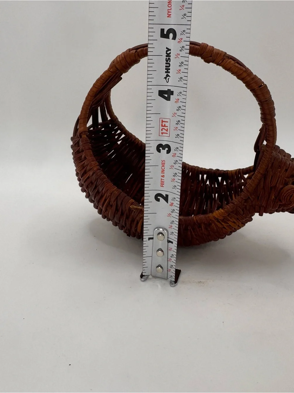 Vintage Wicker Swan Basket Rustic Boho Cottagecore Decor